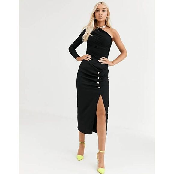 RIVER ISLAND Ruched Side Split Black Skirt SIZE S - Picture 6 of 15